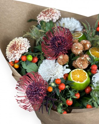 Spiced Citrus Harvest &ndash; Protea & Citrus Bouquet